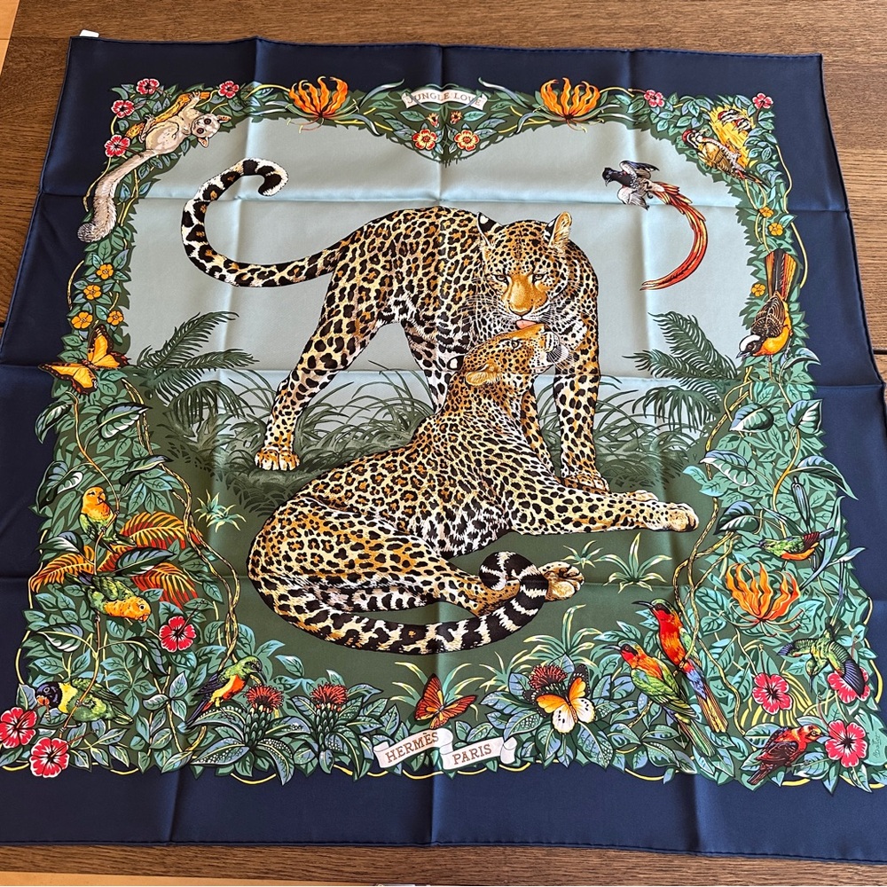 Hermes Jungle Love forever scarf 90